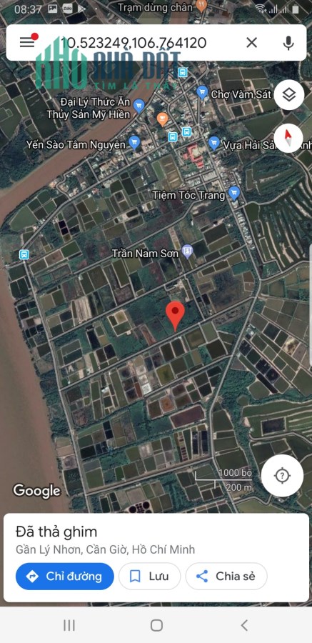 Lô đất mặt tiền đường xe hơi Lý Nhơn, x.Lý Nhơn, Cần Giờ bán