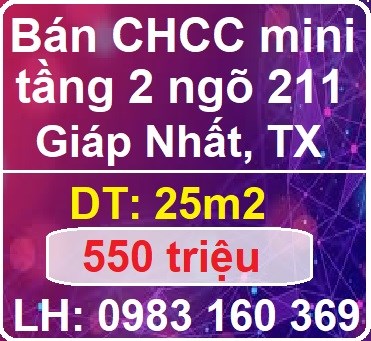 Bán căn hộ CCMN tầng 2 ngõ 211 Giáp Nhất, Thanh Xuân, 550tr, 0983160369