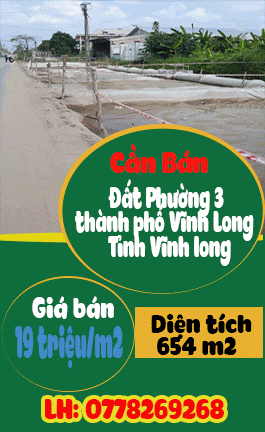 Chính Chủ Cần Bán Đất Phường 3 TP Vĩnh Long Tỉnh Vĩnh long