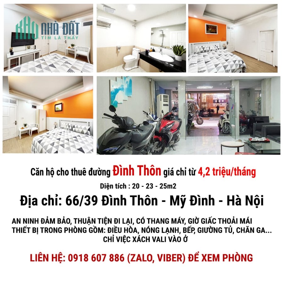Cho thuê CĂN HỘ KHU VỰC MỸ ĐÌNH 4,2 Triệu/tháng Full Nội Thất.