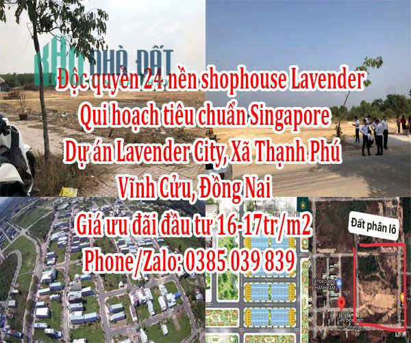 Độc quyền 24 nền shophouse Lavender – Qui hoạch tiêu chuẩn Singapore Lh: 0385 039 839