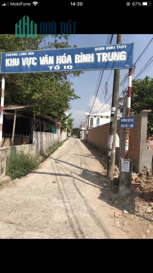 CẦN BÁN GẤP LÔ ĐẤT PHƯỜNG LONG HÒA QUẬN BÌNH THỦY CẦN THƠ