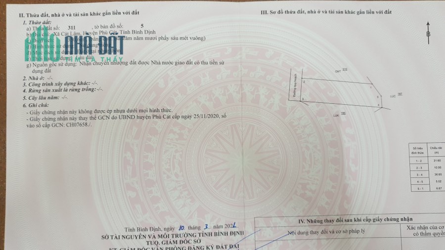 Cần bán 351m2 đất Cát Lâm, Phù Cát, Bình Định