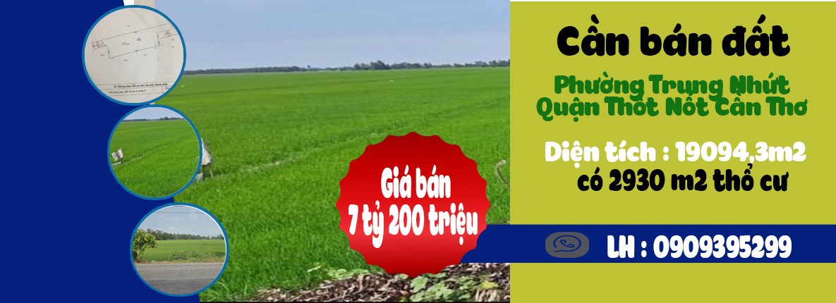 Cần Bán Đất Phường Trung Nhứt Quận Thốt Nốt Cần Thơ