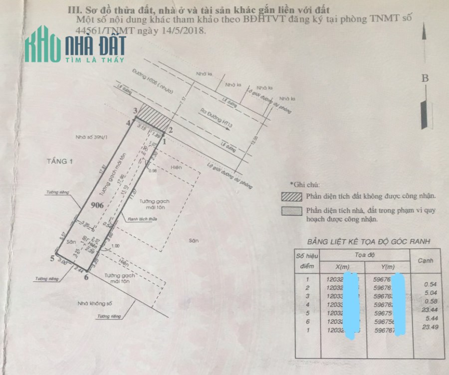 QUẬN 12, BÁN MẶT TIỀN CHỢ HIỆP THÀNH, TS 5x27m CN 126m2, CHỈ 7.55 T