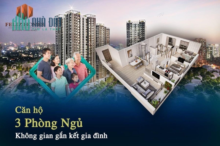 Cần bán căn hộ 3PN Feliz Homes Hoàng Mai, giá chỉ từ 2.4 TỶ