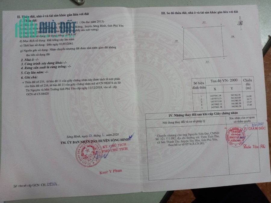 Bán đất chính chủ tại Kp. 9, TT. Hai Riêng, Sông Hinh, Phú Yên. Giá tốt