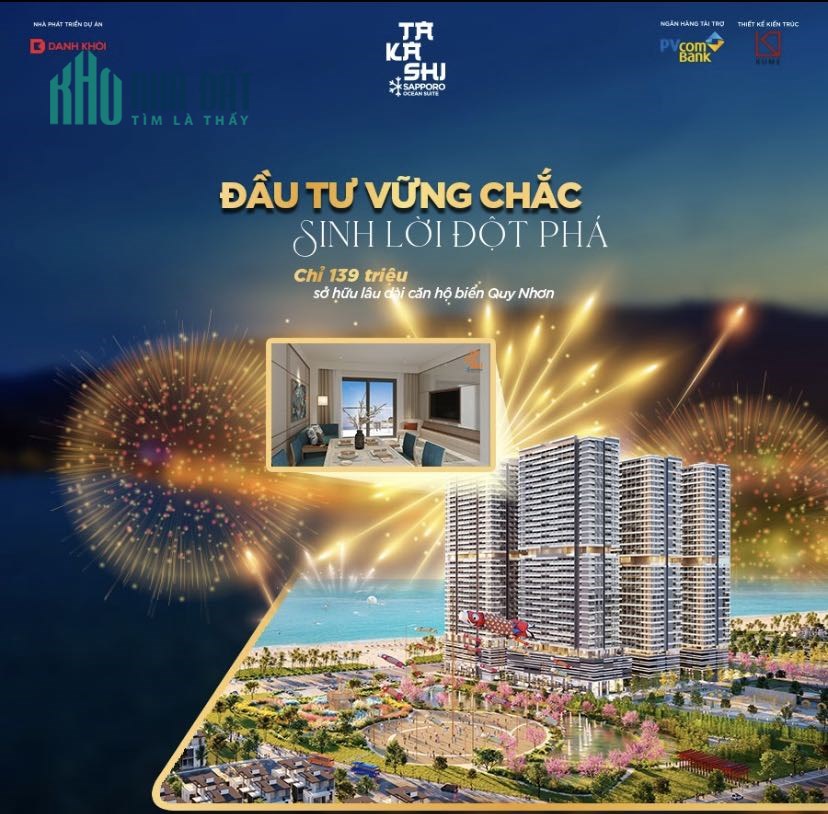 Bán căn hộ căn góc View biển 2PN sổ Hồng Vĩnh viễn giá chỉ từ 1ty390 tại Quy Nhơn