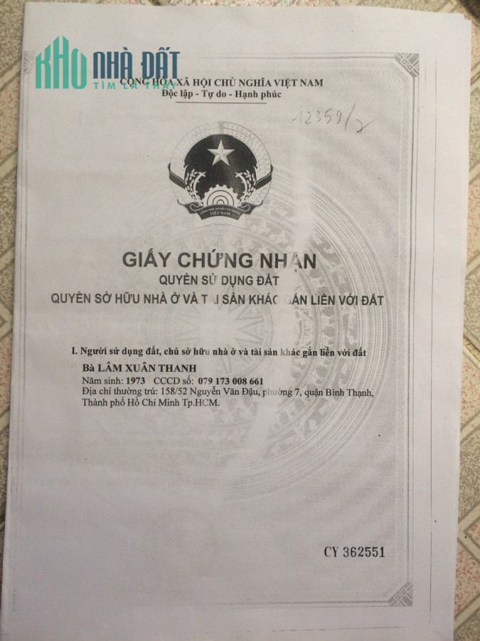 Cần bán gấp lô đất 71,6m2 tại Nguyễn Văn Đậu, Bình Thạnh, HCM, giá tốt