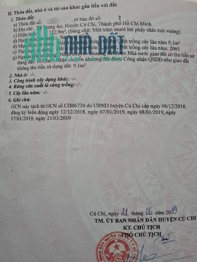 Cần bán lô đất mặt tiền đường Trung An, Củ Chi, Hồ Chí Minh, giá tốtt