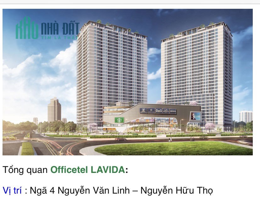 Chính chủ cho thuê 02 căn hộ tại tầng 9 và tầng 10 dự án Officetel LAVIDA