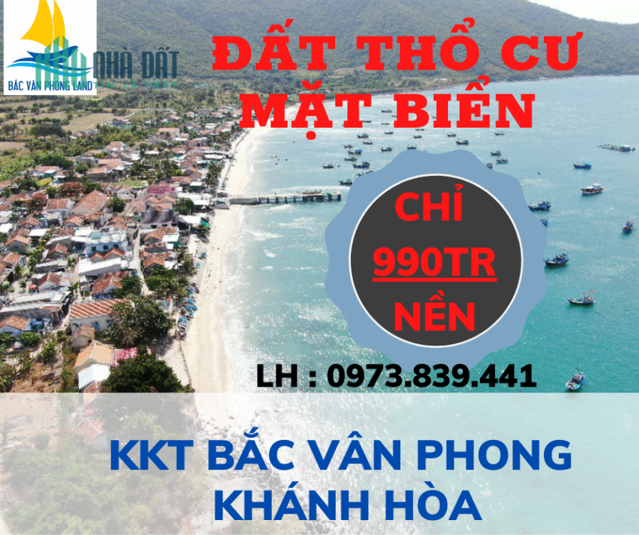 Bán đất thổ cư mặt biển KKT Bắc Vân Phong, Vạn Ninh, Khánh Hòa. Giá chỉ 990tr/nền