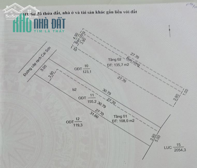 Bán nhà cặp rạch Cái Sơn, Mỹ Phước