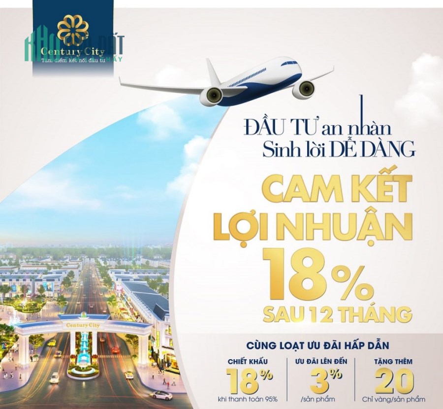 Đất nền dự án Century city cách sân bay Long Thành 2km ( Chỉ 18tr/m2 )