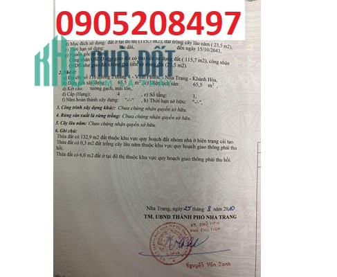Bán 267m2 đất tại 15/1 Mai An Tiêm, Nha Trang, 5,5 tỷ, 0905208497