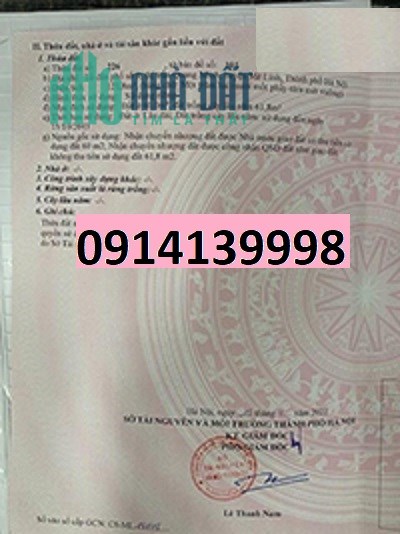 Chính chủ bán đất thổ cư mặt đường tổ 9 TT Quang Minh, Mê Linh, 25tr/m2; 0914139998