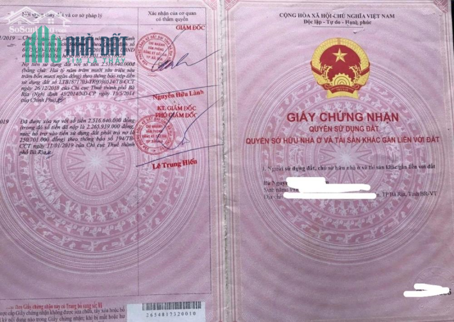 Chính chủ bán lô đất vàng giá đẹp tại trung tâm Tp. Bà Rịa - Tỉnh bà Rịa Vũng Tàu.