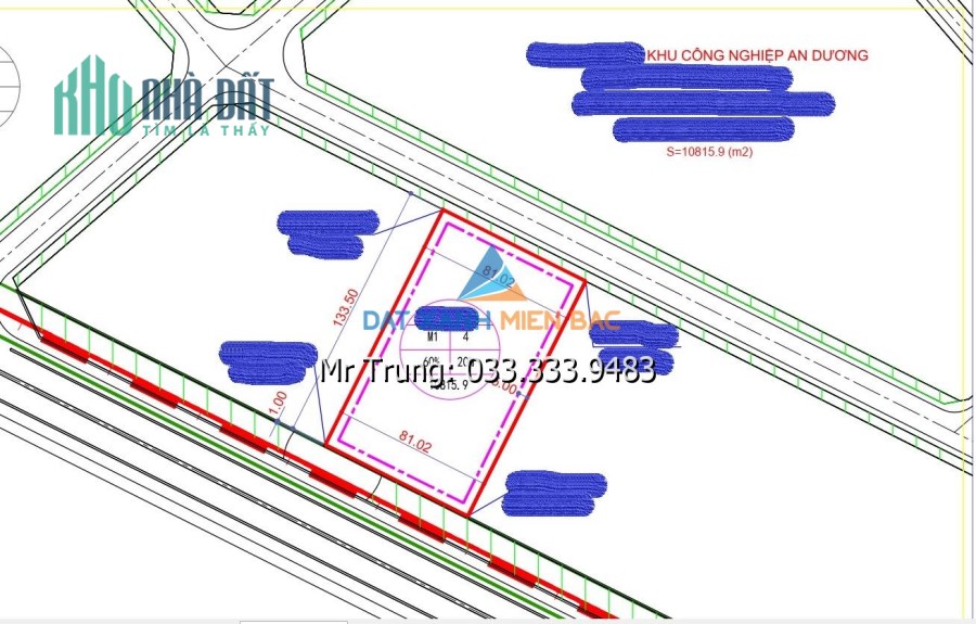 Bán đất KCN An Dương, Hải Phòng diện tích 10.000m2. Giá rẻ nhất !!