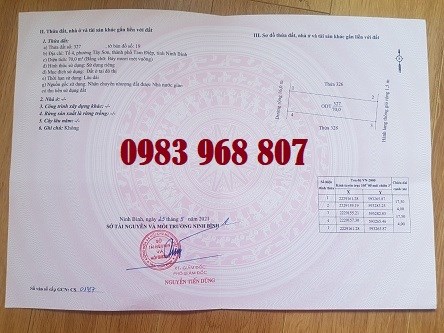 Chính chủ 0983968807 cần bán Đất tổ 4 Tây Sơn, TP.Tam Điệp, 780tr, 0983968807
