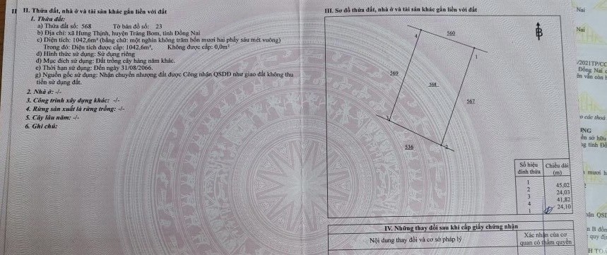 Bán lô đất đường Quốc Lộ 1A, Hưng Thịnh, Trảng Bom, Đồng Nai