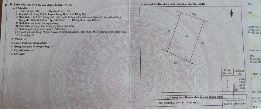 Bán gấp đất Quốc Lộ 1A, Hưng Thịnh, Trảng Bom 890triệu