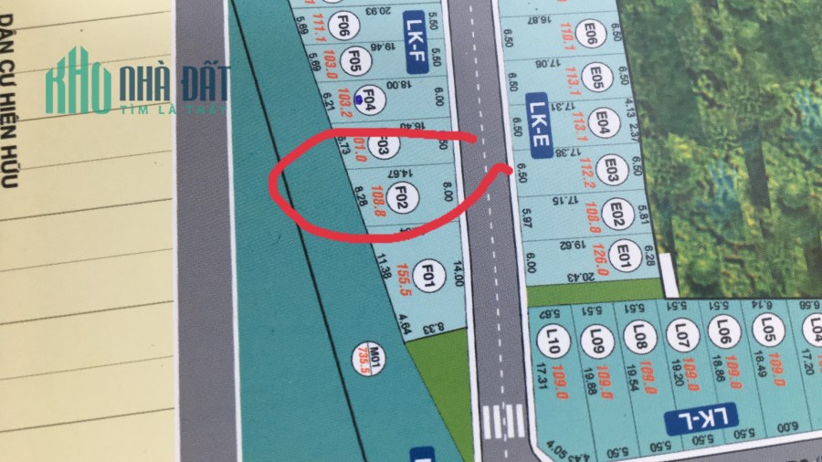 Bán 108,8m2 đất Long Phước, Long Thành, Đồng Nai. SHR. 18tr/m2. Lh:0335647392