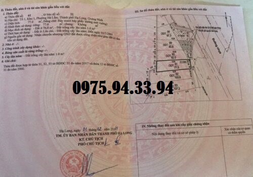 Chính chủ bán nhanh lô đất tại khu 1, P.Hà Lầm, TP.Hạ Long, 3,1 tỷ, 0975943394
