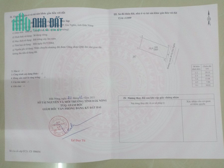 Chính chủ cần bán lô đất mặt tiền 1000m2 tại Phường Quảng Thành , Đắk Nông
