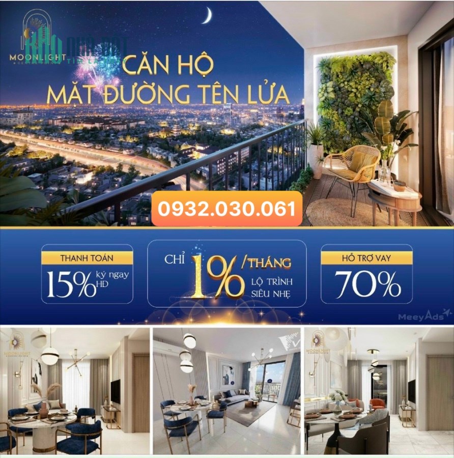 580TR/65M2 TẠI MOONLIGHT CENTER POINT - NGAY AEON MALL TÊN LỬA , TT 1%/THÁNG 0932030061