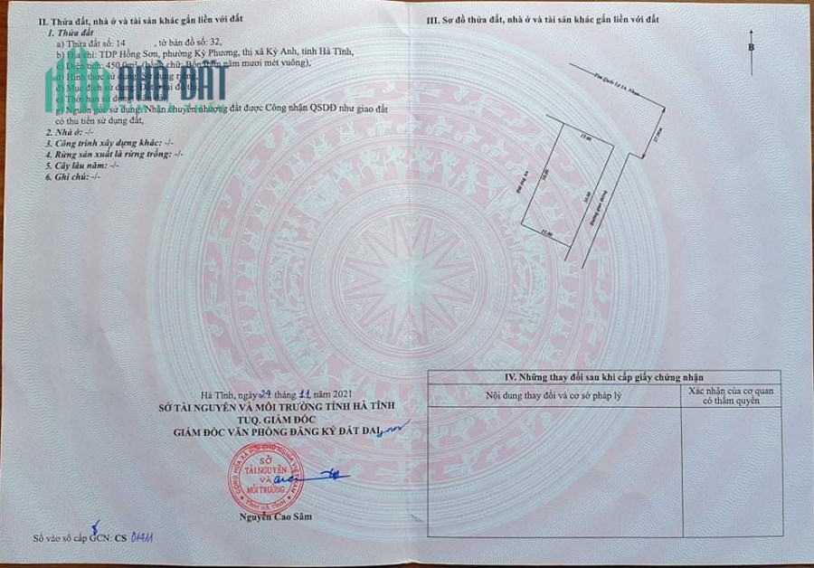 Bán Đất mặt tiền đường, mặt tiền đường Quốc lộ I, Thị xã Kỳ Anh