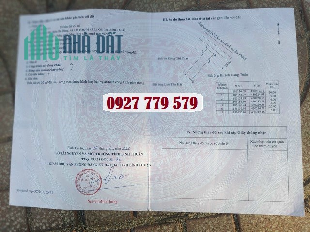 Chính chủ cần bán lô đất vị trí đẹp tại La Gi, Bình Thuận - 0927779579