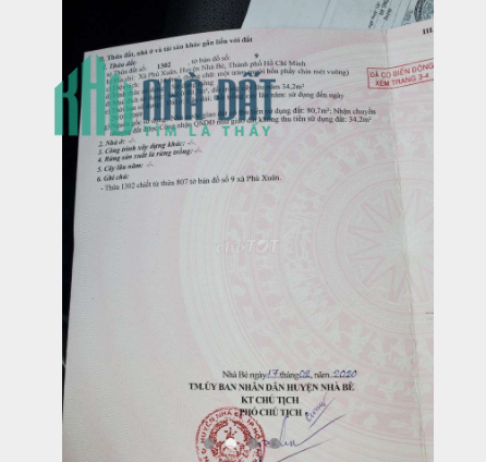 Cần bán Đất ở xã phú xuân, huyện nhà bè