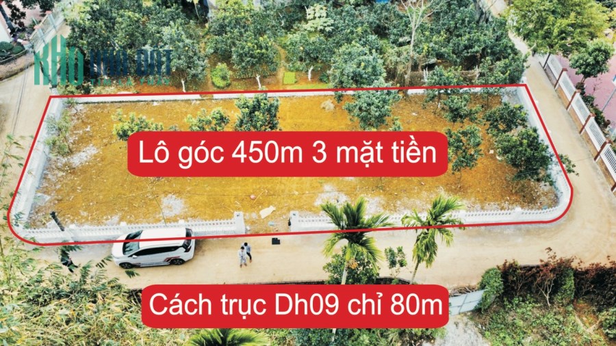 Bán gấp lô góc 3 mặt tiền 450m2 thôn Hòa Trúc, Hòa Thạch, Quốc Oai giá 10,5tr/m2.LH:0977234623