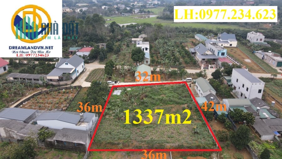 BÁN GẤP 1337m2 thôn Yên Thái, xã Đông Yên giá 7,7tr/m2. LH:0977234623