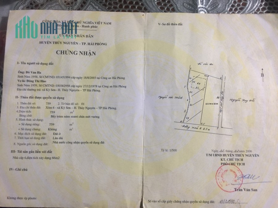 Bán đất Kỳ Sơn, Thủy Nguyên, Hải phòng