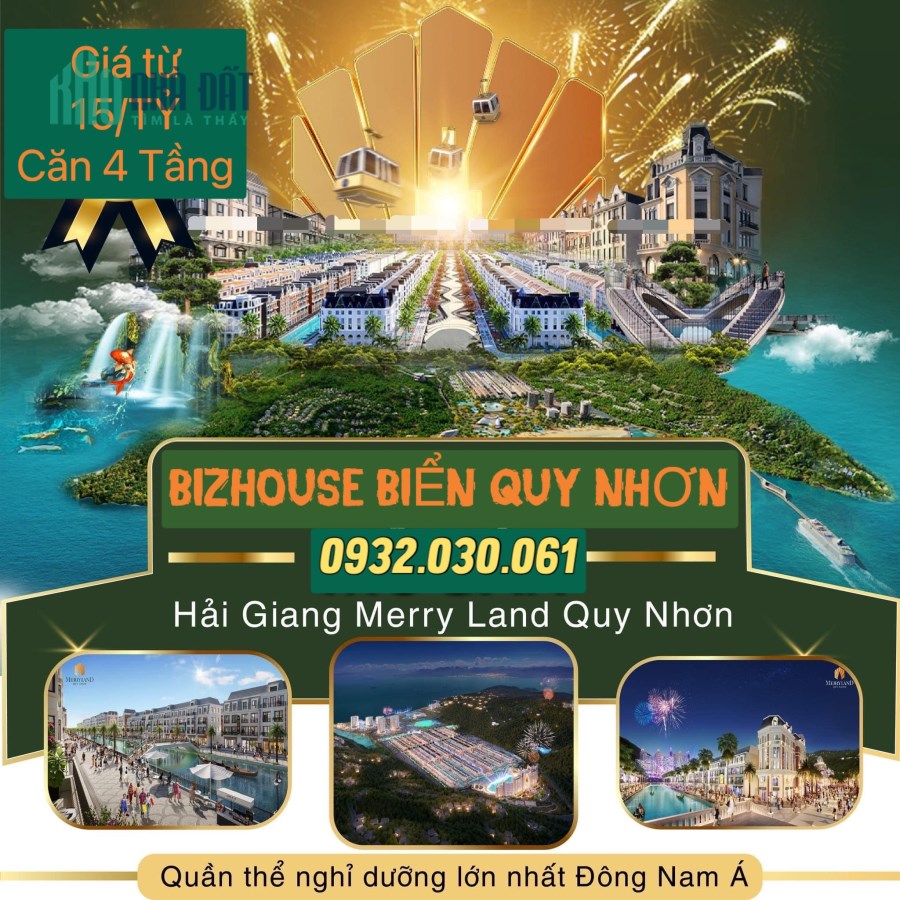 THANH TOÁN TRƯỚC 3TỶ SỞ HỮU BIZHOUSE 4 TẦNG TẠI MERRY LAND QUY NHƠN 0932030061