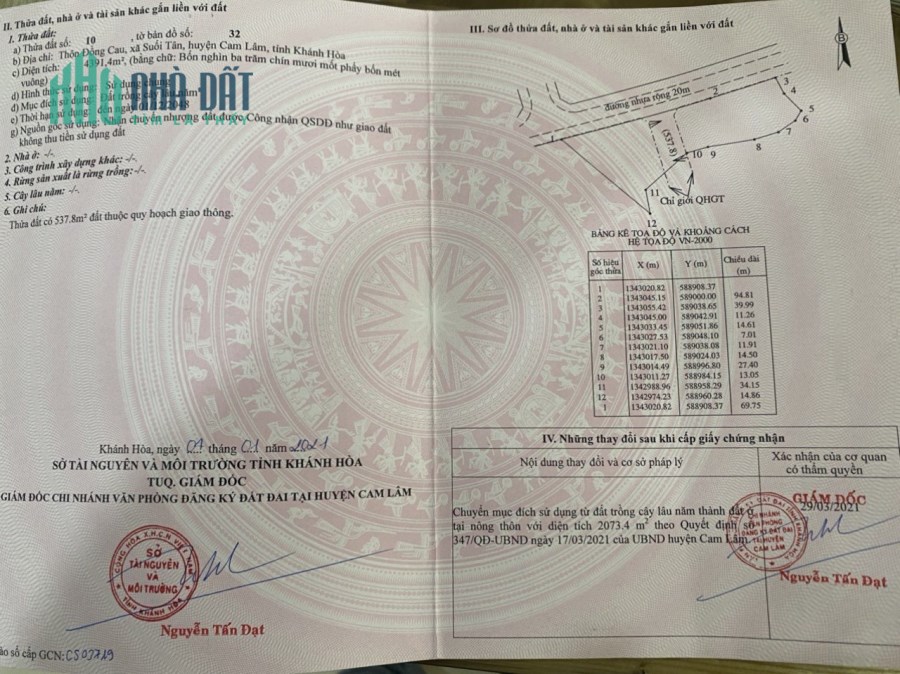 SỞ HỮU NGAY LÔ ĐẤT VỊ TRÍ ĐẸP, SỔ HỒNG RIÊNG, TẠI SUỐI TÂN, CAM LÂM, KHÁNH HÒA