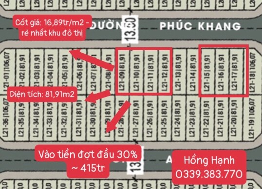 Block L21 - còn 7 lô cuối cùng  - cốt giá chỉ 16,89tr/m2