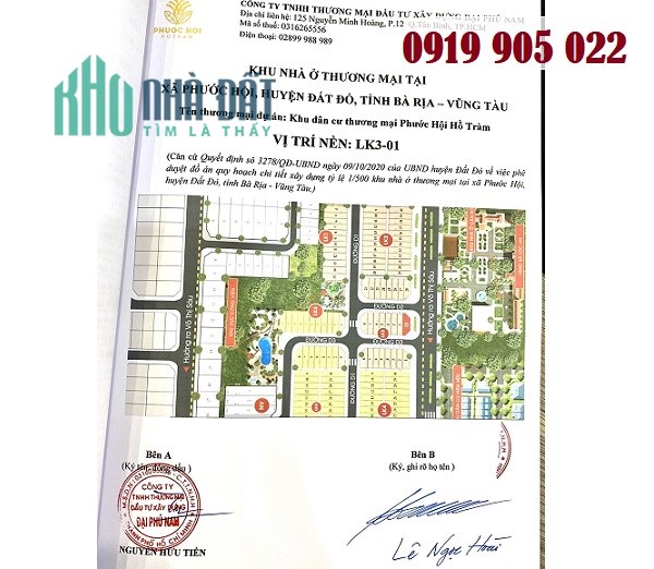 Hot! Hot! Hot! Chính chủ Nhượng lại Lô đất Dự án du lịch nghỉ dưỡng KDC Phước Hội – Hồ Tràm