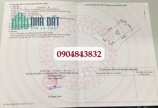 Bán đất chính chủ (Miễn trung gian) tại Phúc Thọ, lô góc 2 mặt tiền - 0904843832