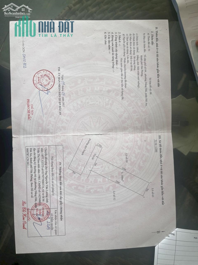 Sở tư pháp Hải An lô 100 M ngang 5 ngay ủy ban phường Đằng hải