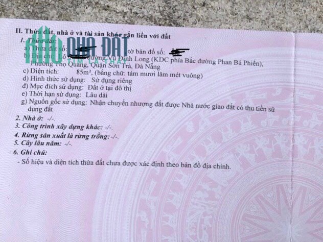 MT Vũ Đình Long, Sơn Trà, đường 7,5m, thông biển, giá đầu tư