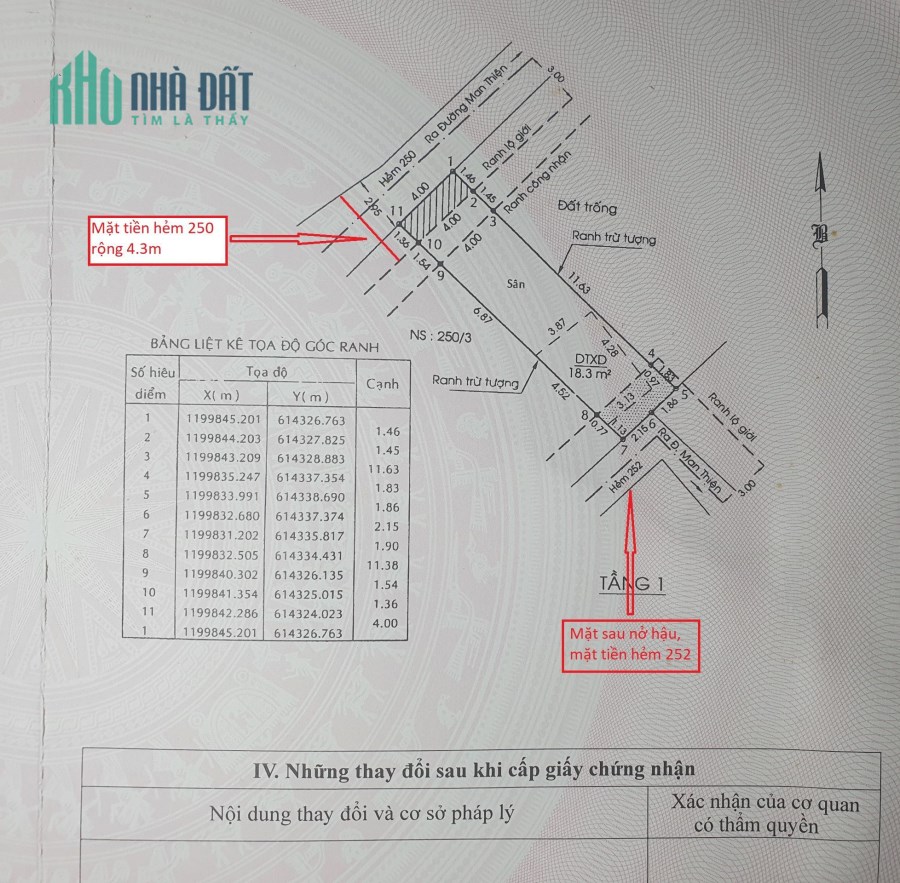 Lô đất 2 mặt tiền hẻm 250 đường Man thiện diện tích 54m, khu trung tâm