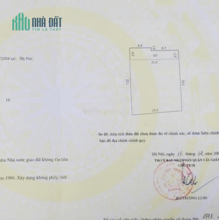 BÁN 310M2 ĐẤT MẶT NGÕ OTO – MẶT TIỀN 20M – PHỐ VÕ CHÍ CÔNG, CẦU GIẤY – GIÁ 30.8 TỶ