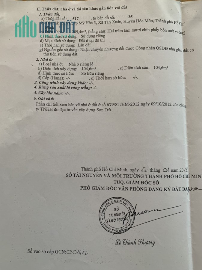 Chính chủ bán nhà MT khu dân cư cao tầng đường Mỹ Hòa 3, Hóc Môn, HCM