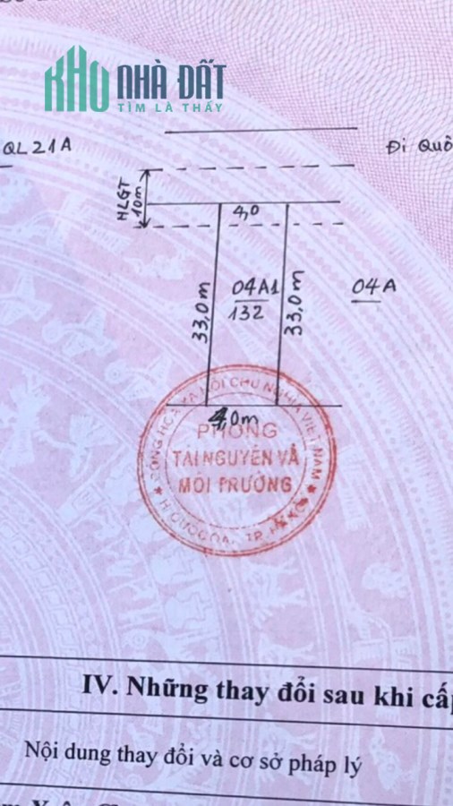 Bán 132m2 trục chính đường nhựa Hòa Thạch, mặt tiền kinh doanh đỉnh