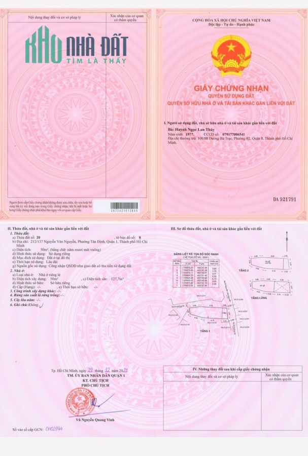 nhà chính chủ tân định quận 1
