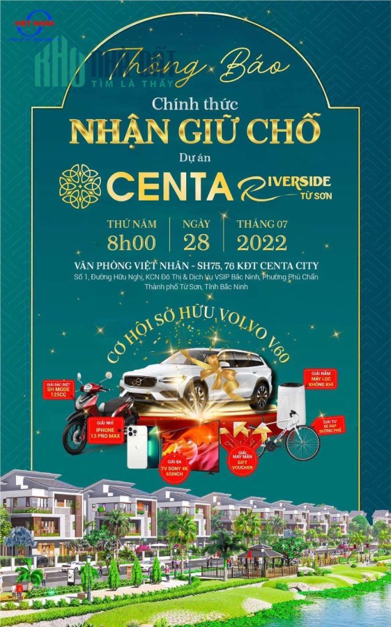 Chính thức nhận giữ chỗ Centa Riverside Từ Sơn đăng ký ngay để chọn căn