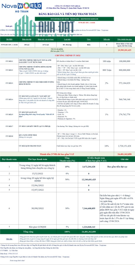 [nvw.ht-tfc.1-10.06] biệt thự biển vip duy nhất tại nova hồ tràm, 300m2. lh:0764333313