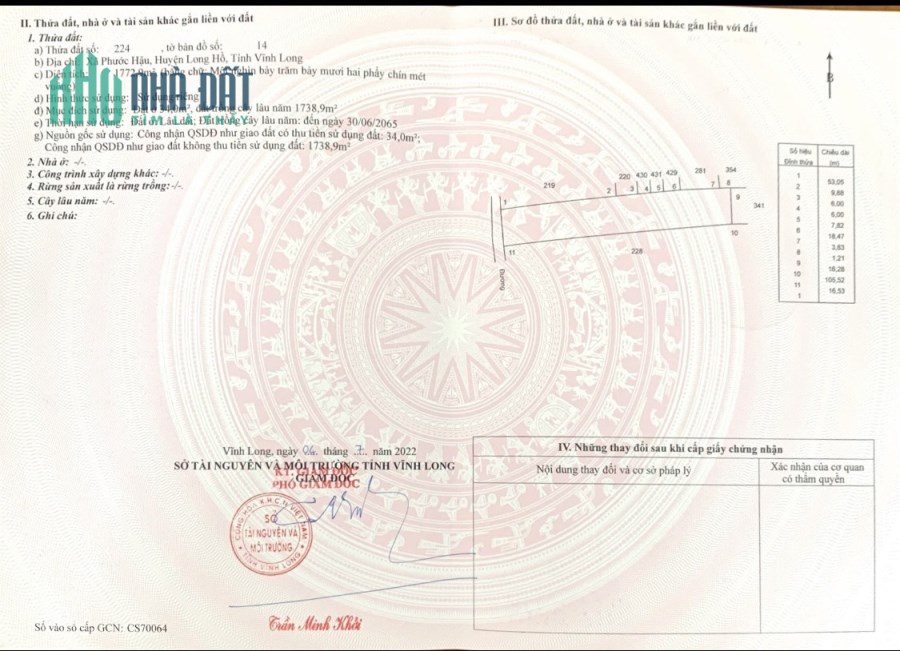 Bán gấp nhà đất Phước Hậu, huyện Long Hồ, tỉnh Vĩnh Long